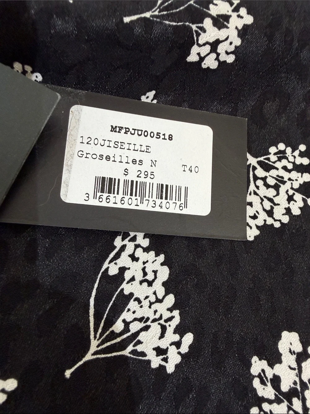 NWT Maje Midi Skirt Black Floral Print Size 40 US 12